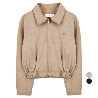 OLIVE DES OLIVE 女款翻領縫線拉鍊夾克