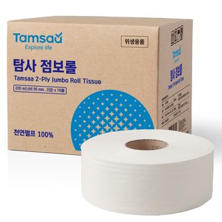 탐사 2겹 천연펄프 점보롤 200m, 1개, 16롤