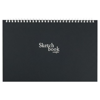 conifer 綠的事務 布面繪圖本 雙線圈裝訂 素描本 黑色, 8K, 1本