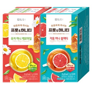 담터 프룻&허니티 유자 허니 캐모마일 20p + 자몽 허니 블랙티 20p, 1세트