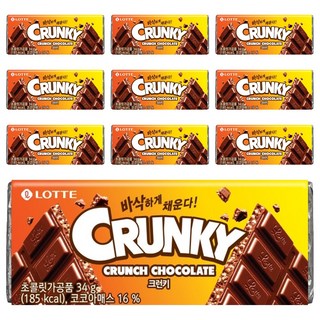 롯데웰푸드 크런키 초콜릿, 34g, 10개