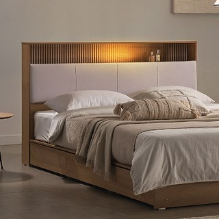 잉글랜더 에버딘 패브릭 LED 수납 침대 프레임 단품 방문설치, 오크