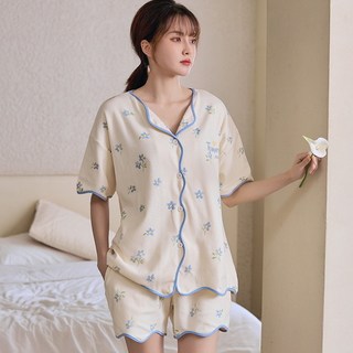 Elsso 女款寬鬆版睡衣短袖短褲套裝