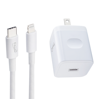 E-books B58 高效能 20W PD Type C 快速充電器，支援國際電壓 AC110V~240V，BSMI認證, 白色, 1個