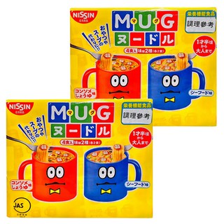 NISSIN 日清 馬克杯麵, 4食入2味 (各2食), 日式美味小餐 快速出餐, 適合工作、學習間隙, 滿足日常輕食需求, 2袋