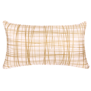 Life 北歐簡約 棉麻舒適長型抱枕 腰靠枕 線型黃, 48 x 29cm