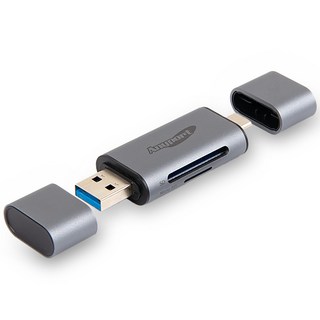 Anyport 金屬機身 2合1 OTG 讀卡機 USB3.0 Type C, AP-UC21, 灰色