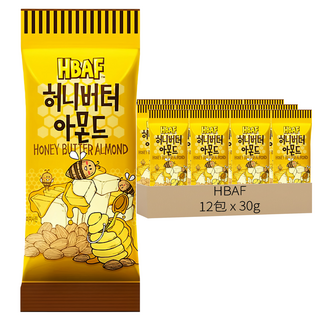 HBAF 杏仁果 蜂蜜奶油味, 迷你包裝 輕鬆隨身攜帶, 30g, 12包