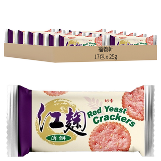 福義軒 紅麴薄餅, 100%純天然紅麴精製, 奶素, 25g, 17包