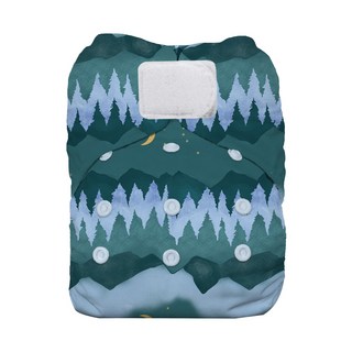THIRSTIES 成長型 一體式 AIO布尿布 有機棉, 尺碼:OS (4-18kg), Mountain Twilight, 1件