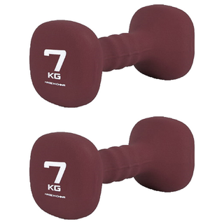 韓國 iWANNA 氯丁橡膠方形啞鈴 勃根地酒紅, 7kg, 2個