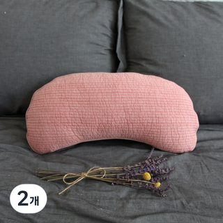 뽐에떼 잔줄 누비 반달 메밀 경추베개, 핑크, 2개