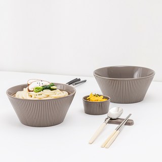 MAISON OBJET 線條系列陶瓷麵碗, 摩卡棕, 2個