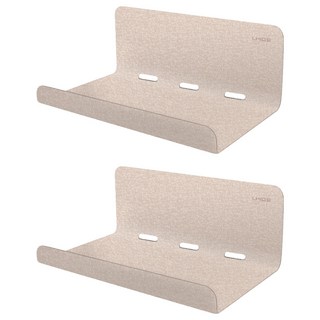 LHiDS EasyHouse 微型壁掛式彎折層架 黏貼版 質感皮革紋理 防潑耐髒, 奶茶杏, 2個