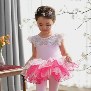 KID'S BALLETMALL 女孩可愛的兩色短裙芭蕾套裝