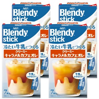 AGF Blendy 咖啡牛奶歐蕾 焦糖風味, 6.5g, 7個裝, 4盒