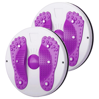 健身磁石腳底按摩扭腰盤 白色+紫色 2個
