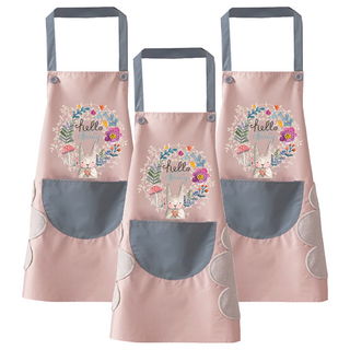 日系防潑水可擦手圍裙，防水防油耐刮耐磨，大容量口袋設計, 粉色, 3件