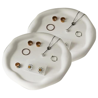 不規則香薰陶瓷托盤, 2入, 高階銀色質感, 款式隨機