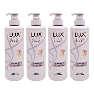 LUX 麗仕 花漾調香系列 柔順洗髮精 恬淡藍風鈴香氛 含4D玻尿酸 72小時持久香氛 針對乾枯毛燥髮, 470g, 4瓶