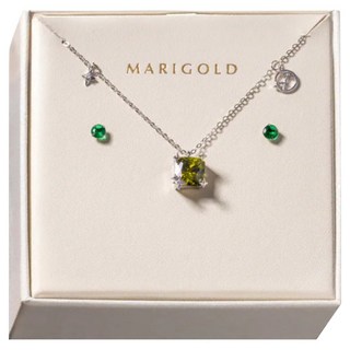 MARIGOLD 美爾朵 12星座星辰誕生石 925純銀耳環 + 項鍊禮盒 KMD250