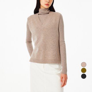 JAJU 女款美麗諾羊毛V領針織背心