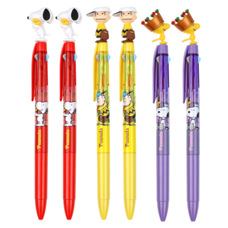 韓國 hM PLUS Peanuts 史努比吉祥物3色原子筆3入組 A款 0.5mm, 史努比手套, 查理, 糊塗塌客, 2套