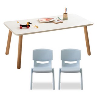리바트 꼼므 1200 아이책상 + 의자 2p 세트 방문설치, 화이트(책상), 블루(의자)