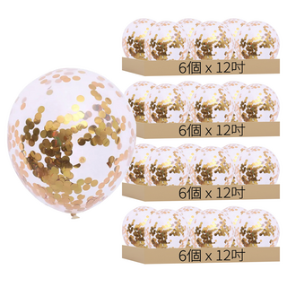 透明亮片氣球套裝, 金色, 24個