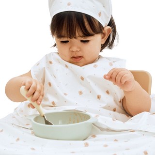 babyclo 多功能防水無袖圍兜 拉鍊款 6個月~3歲適用, 象牙白泰迪熊款, 1件, 1件