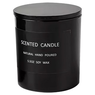 香氛蠟燭緞帶禮盒, 黑色, 英國梨小蒼蘭