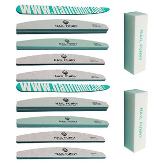NAIL FUNNY 네일케어 우드파일 + 샌딩블럭 + 지브라파일 2종 + 샤이너 + 샌딩스펀지, 2세트, 혼합색상
