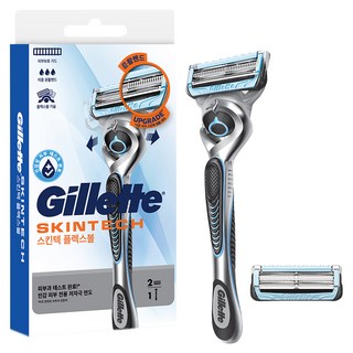 질레트 정품 스킨텍 매뉴얼 면도기 핸들 + 여분날 2p, 1세트