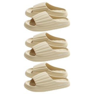 微笑的層間噪音客廳室內鞋, 象牙白, 3個