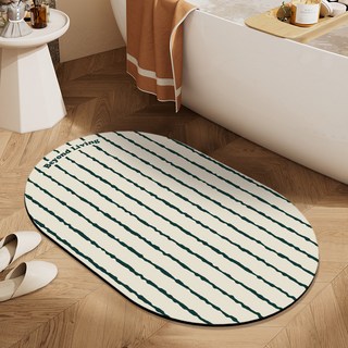 비욘드리빙 레트로센스 빨아쓰는 규조토 발매트, 스트라이프 라운드 옥스포드그린