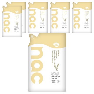 nac nac 酵素奶瓶蔬果洗潔慕斯補充包, 6包, 600ml