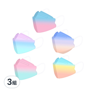 TAILI 太力 立體霓彩口罩 成人款 KF94 8.2 x 20.5cm, 5色漸層款, 50片, 3組