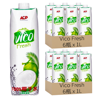Vico Fresh 100%椰子水, 1L, 12瓶
