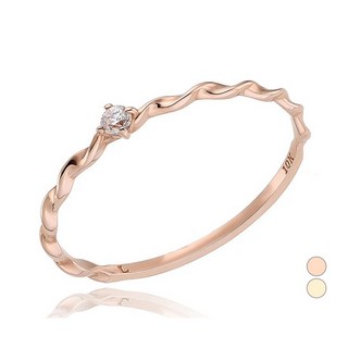 로이드 여성용 슬림 트위스트 14K 골드 실반지 + 쇼핑백