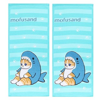 貓福珊迪造型毛巾 柔軟吸水親膚 可愛造型手巾, 鯊魚 藍色, 2條