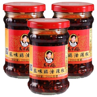 老干媽 風味雞油辣椒, 210g, 3罐