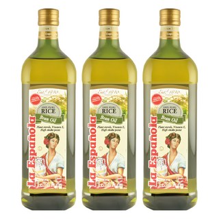 La Espanola 100%純玄米油，含糙米γ-穀維素，耐高溫，低油煙，含植物固醇，不含膽固醇, 1L, 3瓶