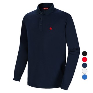 BEVERLY HILLS POLO CLUB 比佛利保羅 男女通用 涼感 透氣 Cool Ever 小標誌 長袖翻領T恤 CPW0T11, 海軍藍