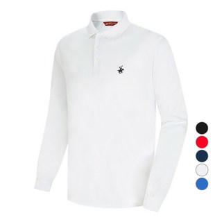BEVERLY HILLS POLO CLUB 比佛利保羅 男女通用 涼感 透氣 Cool Ever 小標誌 長袖翻領T恤 CPW0T11, 白色