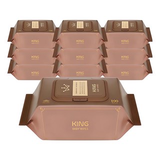 킹물티슈 프리미엄 저자극 유아물티슈 캡형, 50g, 100매, 10개