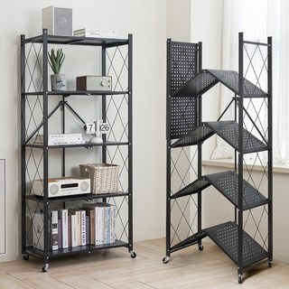 코멧 원터치 접이식 다용도 이동식 선반, 블랙, 5단