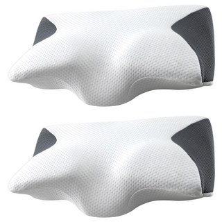HONDONI日式人體工學5D牛角型記憶護頸枕 Z3-BK, 2個, 白色, 60 x 35 x 7.5cm