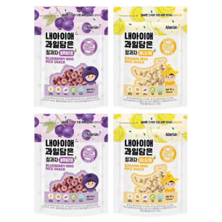Naeiae 水果米圈圈組, 藍莓口味 + 香蕉口味, 30g, 4包
