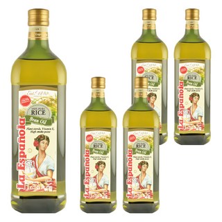 La Espanola 100%純玄米油，含糙米γ-穀維素，耐高溫，低油煙，含植物固醇，不含膽固醇, 1L, 5瓶