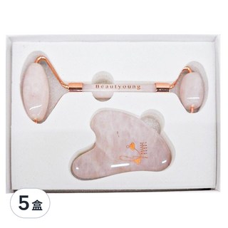 BEAUTYOUNG 妝漾 冰晶玉石按摩禮盒, 天然粉晶玉石, 臉部按摩工具套裝, A337, 5盒